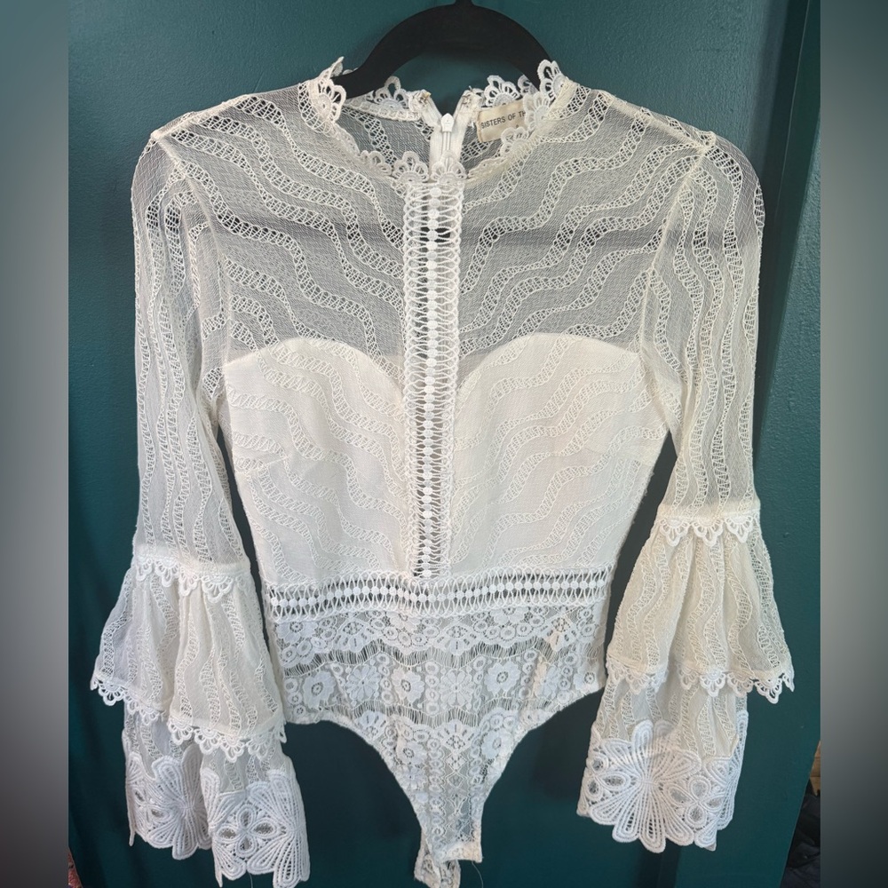 Sisters of the Tribe White Lace Top